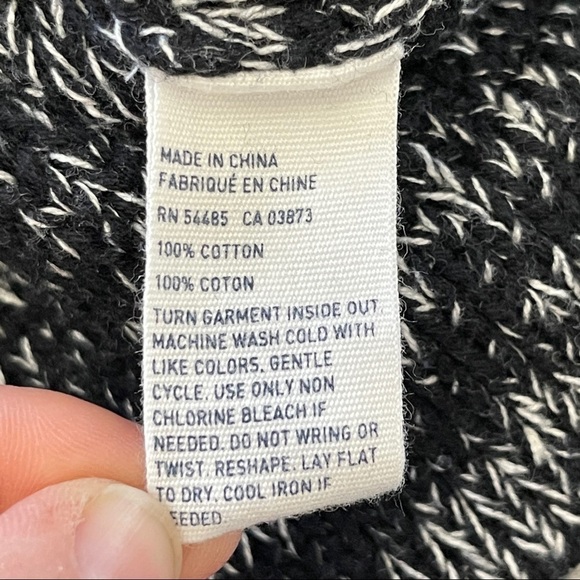 AEO American Eagle Outfitters Zip Cape Marled Cotton Black Sweater Moto Jacket S - Picture 7 of 7